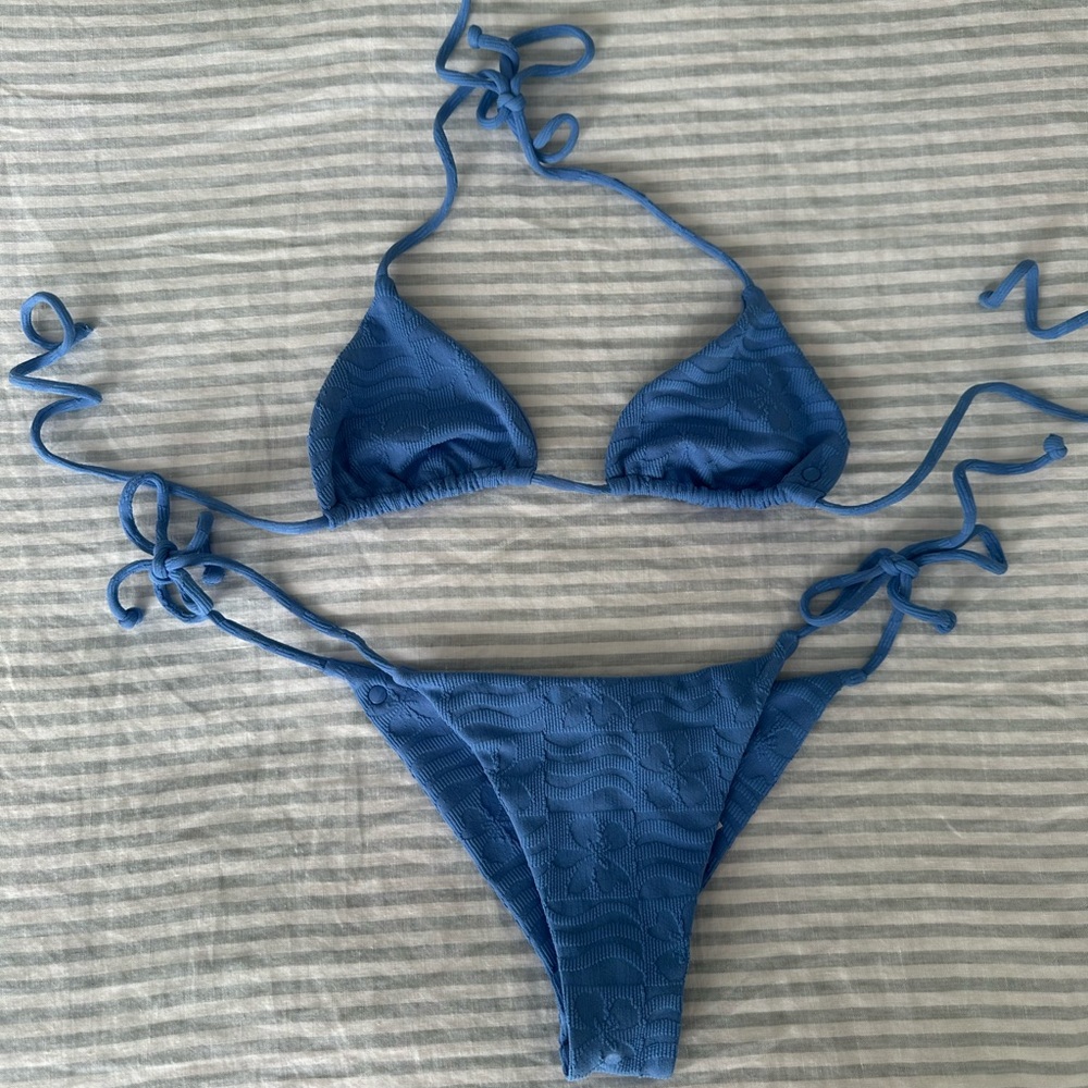 Volcom Blue Textured Bikini Set